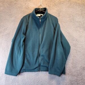 Cg | Cg Jacket Womens 3X Teal Full Zip Fleece Warm Casual Pockets Polyester Cozy